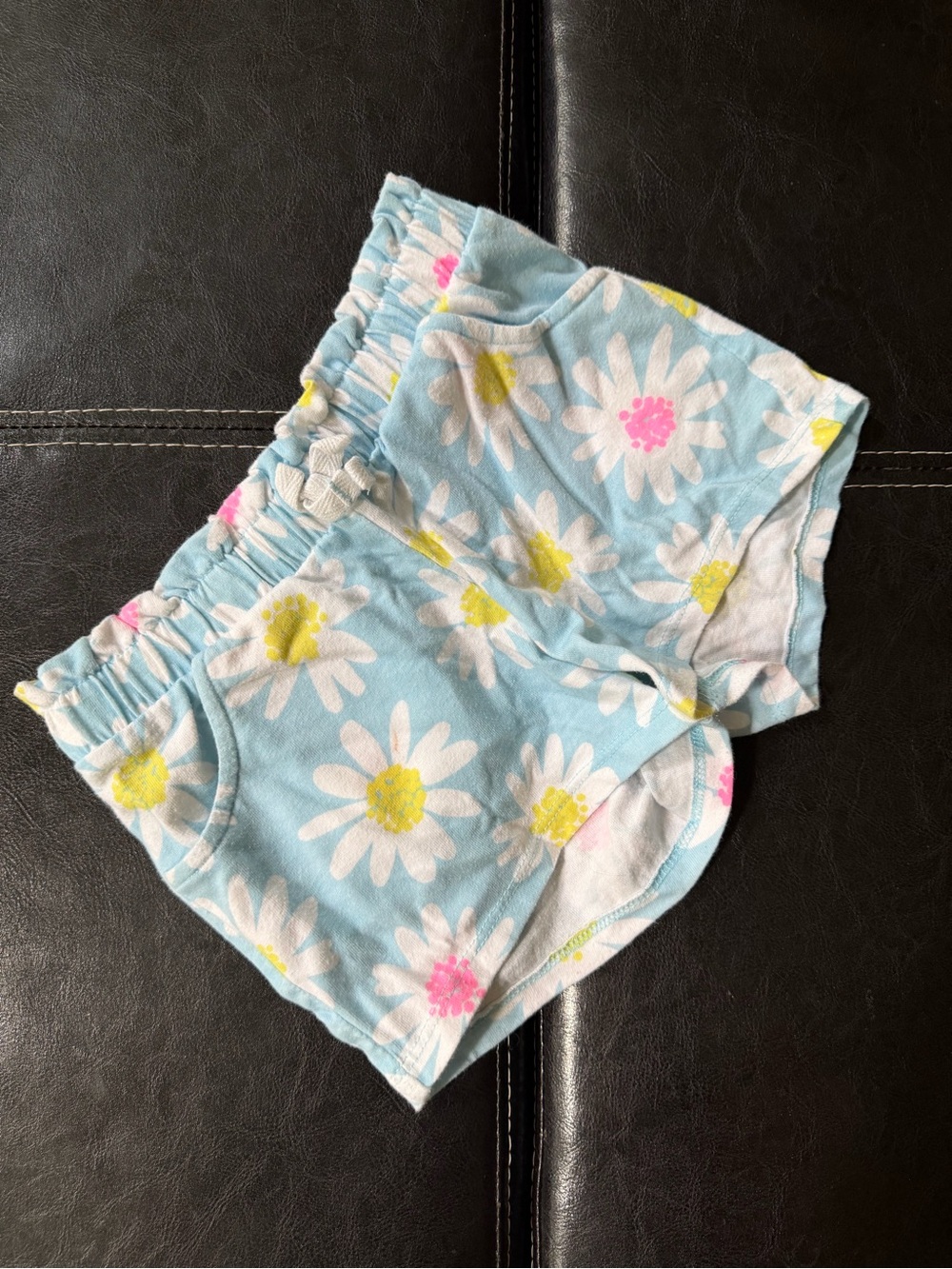 Jumping Beans - Girl’s Blue Daisy Print Shorts with Yellow & Pink Centers
